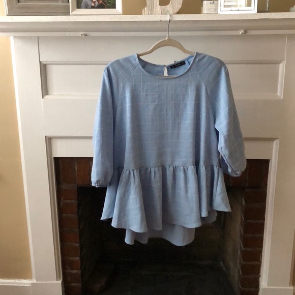 SHEIN Dresses & Skirts - Dressy light blue and white blouse